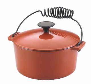 NapaStyle Enamel Cast Iron 3 Quart Covered Stew Pot with Black Wire Loop Handles Terra Cotta with Mustard Interior (50644) Kitchen & Dining