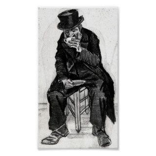 Van Gogh  Orphan Man with Top Hat, Drinking Coffee Posters