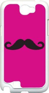 Plain Fuchsia Pink and Black Mustache Design on Samsung Galaxy Note II 2 White Hard Case Cover Cell Phones & Accessories