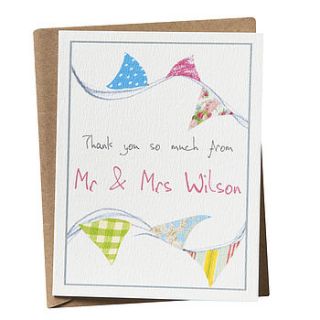 personalised 'thank you' bunting card by violet pickles
