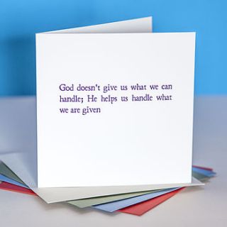 'helps us handle what we're given' quote card by belle photo ltd