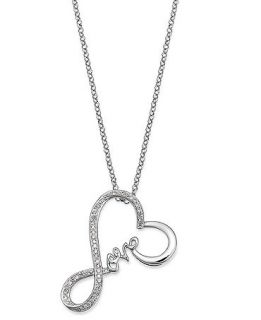 Forever Love Diamond Love Heart Pendant Necklace in Sterling Silver (1/10 ct. t.w.)   Necklaces   Jewelry & Watches