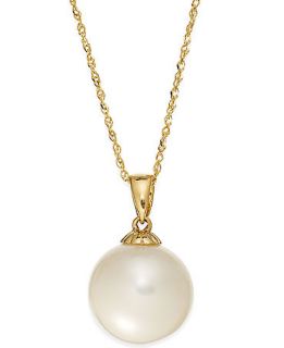 Pearl Necklace, 14k Gold Cultured Freshwater Pearl Pendant (11mm)   Necklaces   Jewelry & Watches