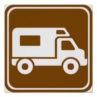RV Campground Highway Sign Posters