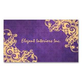 Elegant Purple Baroque Damask Renaissance Grunge Business Cards