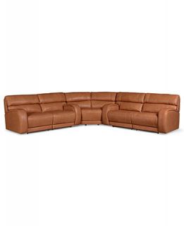 Damon Leather Reclining Sectional Sofa, 3 Piece Power Recliner (2 Sofas and Wedge) 135W x 135D x 39H   Furniture