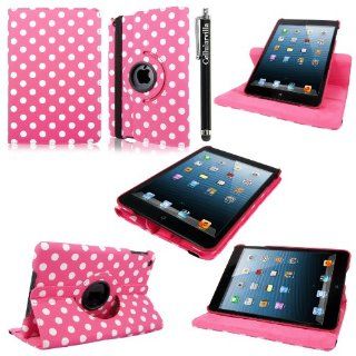 Cellularvilla Apple Ipad Mini 7.9 Pink White Polka Dot Pattern 360 Degree Rotating Flip Folio Case Cover with Auto Sleep/wake Feature Stand+Stylus Touch Pen Computers & Accessories
