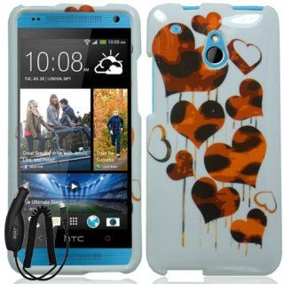 HTC ONE MINI ORANGE WHITE LEOPARD HEART COVER HARD CASE + FREE CAR CHARGER from [ACCESSORY ARENA] Cell Phones & Accessories