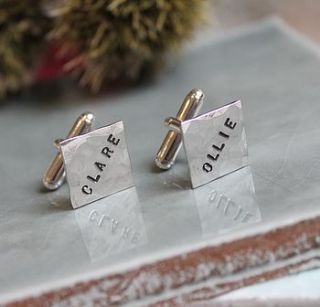 personalised square cufflinks by posh totty designs boutique