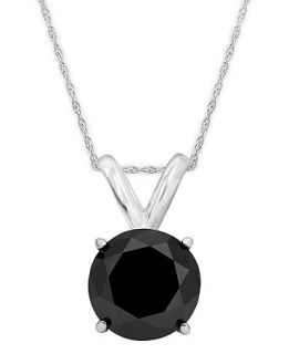 14k White Gold Necklace, Black Diamond Bezel Pendant (1 ct. t.w.)   Necklaces   Jewelry & Watches