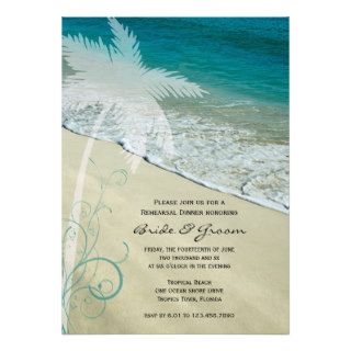 Tropical Beach Wedding Rehearsal Dinner Invite