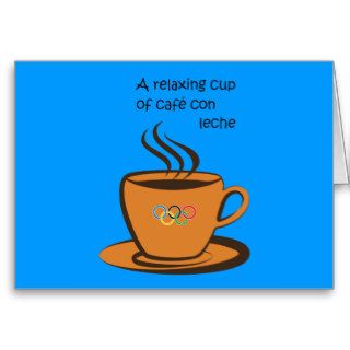 To relaxing cup of white coffee greeting card