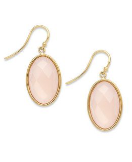 14k Gold Earrings, Faceted Pink Agate Oval Earrings (7 3/8 ct. t.w.)   Earrings   Jewelry & Watches