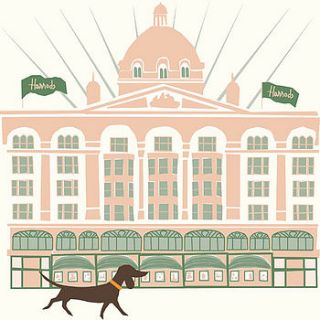 harrods walk greeting card by poochcards of london pooch