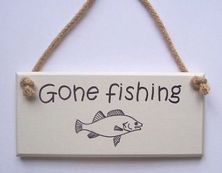 gone fishing plaque by the painted broom company