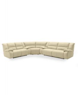 Nina Leather Reclining Sectional Sofa, 3 Piece Power Recliner (Sofa, Wedge and Sofa) 139W X 139D X 40H   Furniture