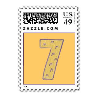 Gold Number 7, Birthday postage stamps for kids