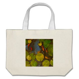 Little Goldfish Koi in Pond with Lily Pads Tote Bags