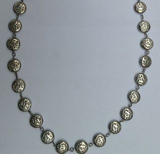 syrian long stamped silver bead necklace by alkina