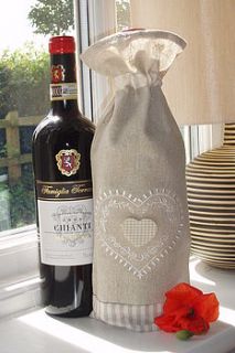 personalised fabric wine gift bag by mollie mae handcrafted designs