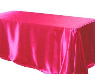 90x132" Satin Rectangular Tablecloth   Fuchsia   Pink Satin Tablecloth