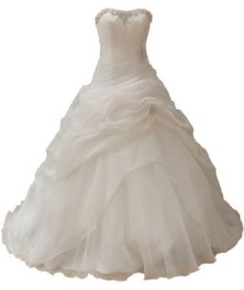 Faironly Organza Strapless Bridal Wedding Dresses (XS)