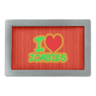 I Heart Zombies in Neon and Bright Colors Belt Buckles