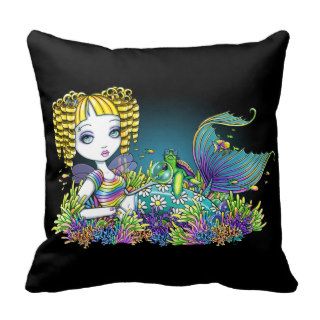 Sandy Rainbow Tropical Mermaid Throw Pillow