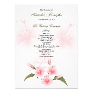 Pink & White Lilies Wedding Program Invitation
