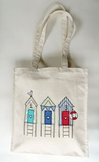 beach hut canvas shopper bag by delly doodles