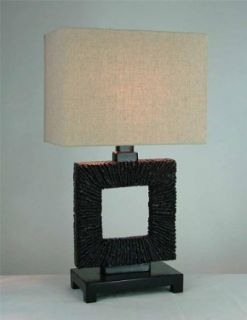 Shangri la LAMP WITH BLACK BOTTOM BASE AND NECK AND NATURAL JUTE SHADE   Table Lamps  