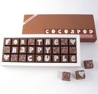 chocolate heart and champagne wedding favour by chocolate by cocoapod chocolate