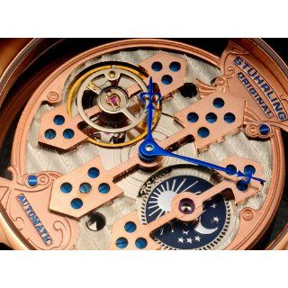 Stuhrling Original Men's 127A.334553 "Special Reserve Emperor's Grandeur" 16k Rose Gold Layered Automatic Watch with Leather Band Watches