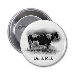 Holstein Cow Original Pencil Drawing Dairy Button