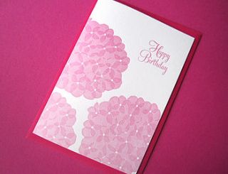hydrangea letterpress birthday card by lovat press