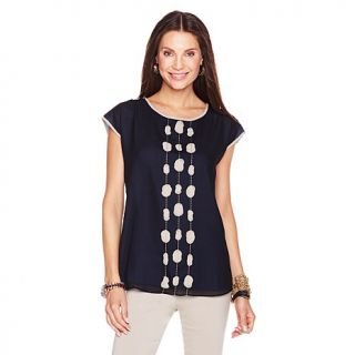 MarlaWynne Pebbled Crepe Paillettes Detail Top