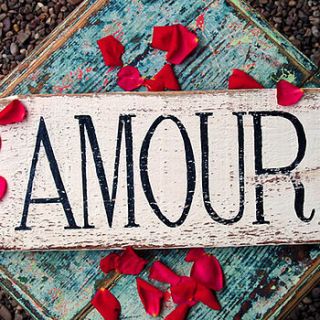 handmade weathered amour sign by delightful living