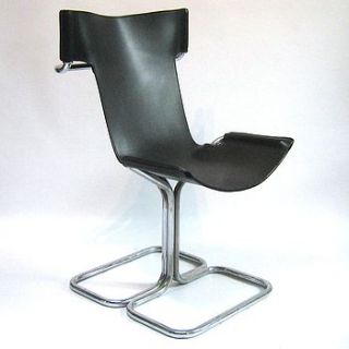 60s chrome/leather dining chair by something or other