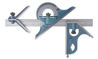 CSQ 124R 12 Inch Hardened Combination Square Set with 3 heads, reading 1/8", 1/16", 1/32", 1/64"   Construction Protractors  