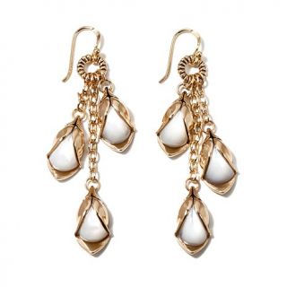 Studio Barse "Perennial" Mother of Pearl Bronze Drop Earrings