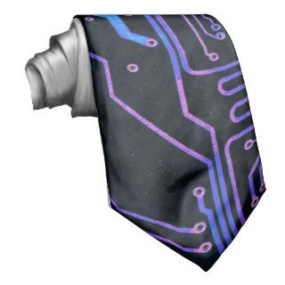 Cool Circuit Board Computer Blue Purple Neck Tie