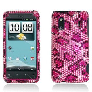 Aimo Wireless HTCKINGDOMPCDI123 Bling Brilliance Premium Grade Diamond Case for HTC EVO Design 4G/Hero S   Retail Packaging   Pink Leopard Cell Phones & Accessories