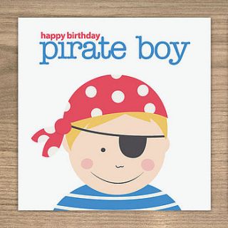 pirate boy birthday card by showler and showler