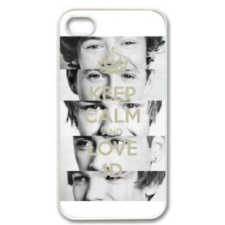 Apple iPhone 4 4G 4S Keep Calm and Love 1D One Direction WHITE Sides Slim HARD Case Skin Cover Protector Accessory Cell Phones & Accessories