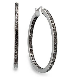 Sterling Silver Earrings, Black Diamond Hoop Earrings (1/2 ct. t.w.)   Earrings   Jewelry & Watches