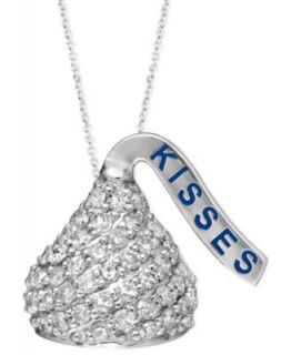 Diamond Necklace, Sterling Silver Diamond Hersheys Kiss Pendant (1/8 ct. t.w.)   Necklaces   Jewelry & Watches