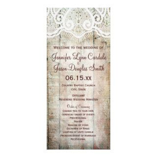 Rustic Country Barn Wood Vertical Wedding Programs Custom Rack Card