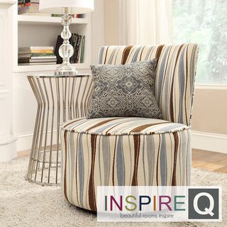 INSPIRE Q Damen Vertical Wavy Stripe Round Swivel Chair INSPIRE Q Chairs