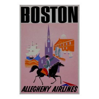Allegheny Airlines ~ Vintage Boston Travel Ad Poster