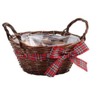 rattan basket with tartan ribbon by dibor